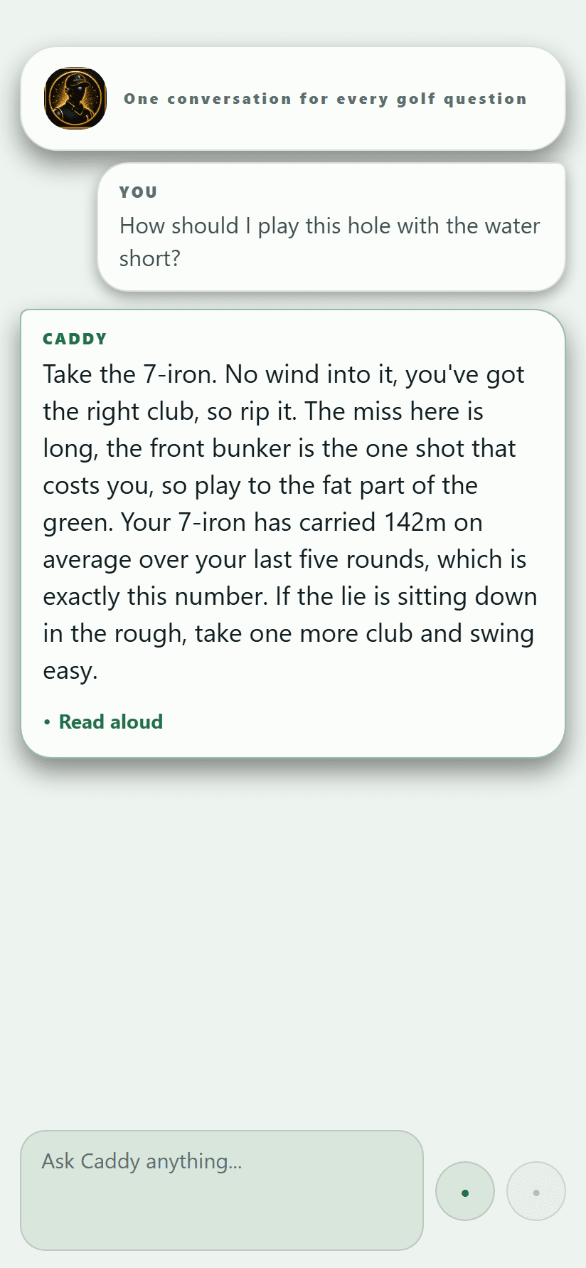 BGSA Caddy answering a question about how to play a hole